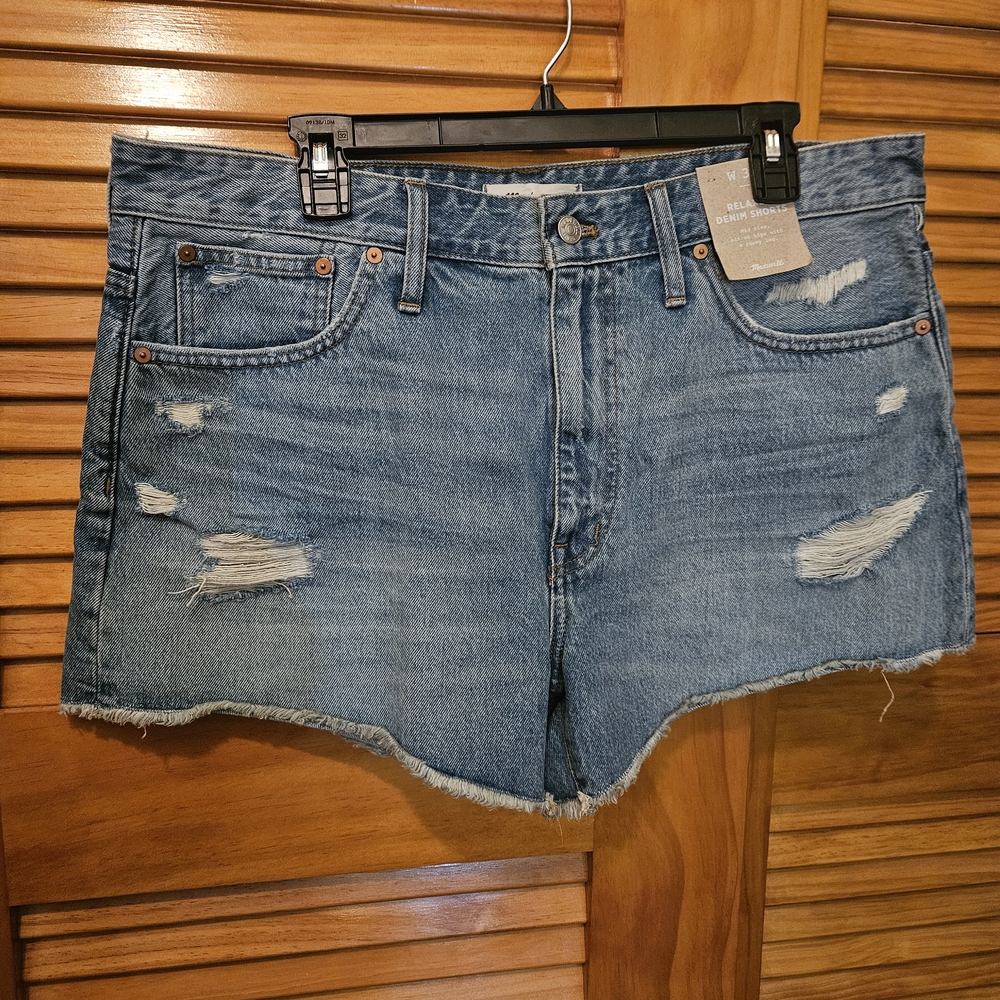Madewell Distressed Blue Jean Shorts